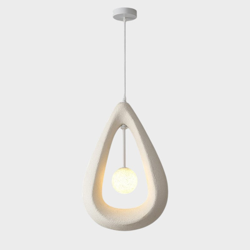 Japandi oval pendant light in white, grey and red by BROKLEN – view 7