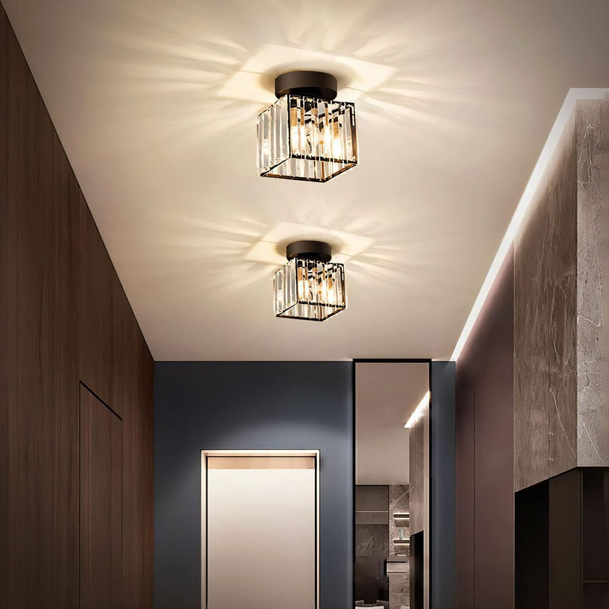 Crystal ceiling spotlight with E27 fitting – square and round light fixture by BROKLEN – view 8