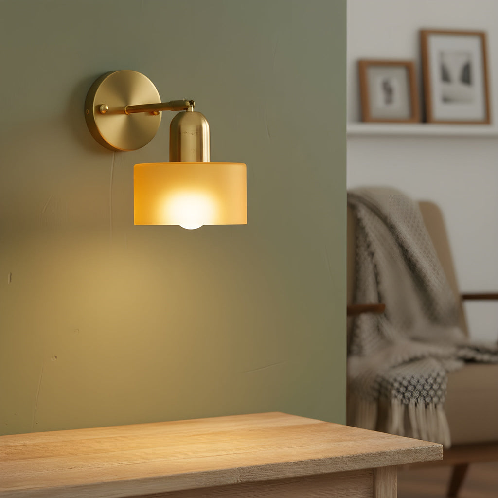 Bauhaus wall lamp with coloured glass shade by BROKLEN – view 3