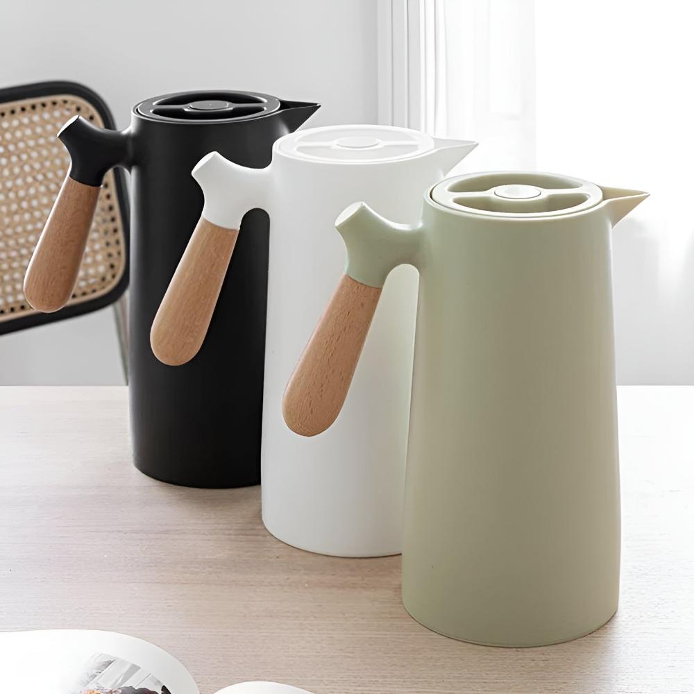 Insulated thermal coffee carafe with wooden handle by BROKLEN – view 6