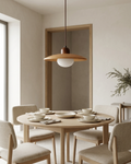 Minimalist wood and opal glass pendant light by BROKLEN