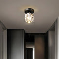 Mini flush mount crystal chandelier with black and gold frame by BROKLEN
