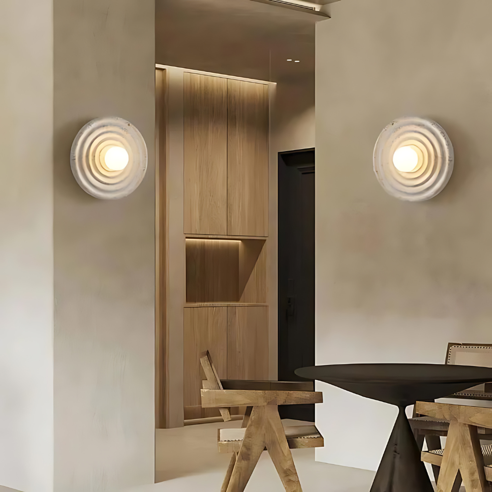Wabi-sabi round resin wall light by BROKLEN – view 6