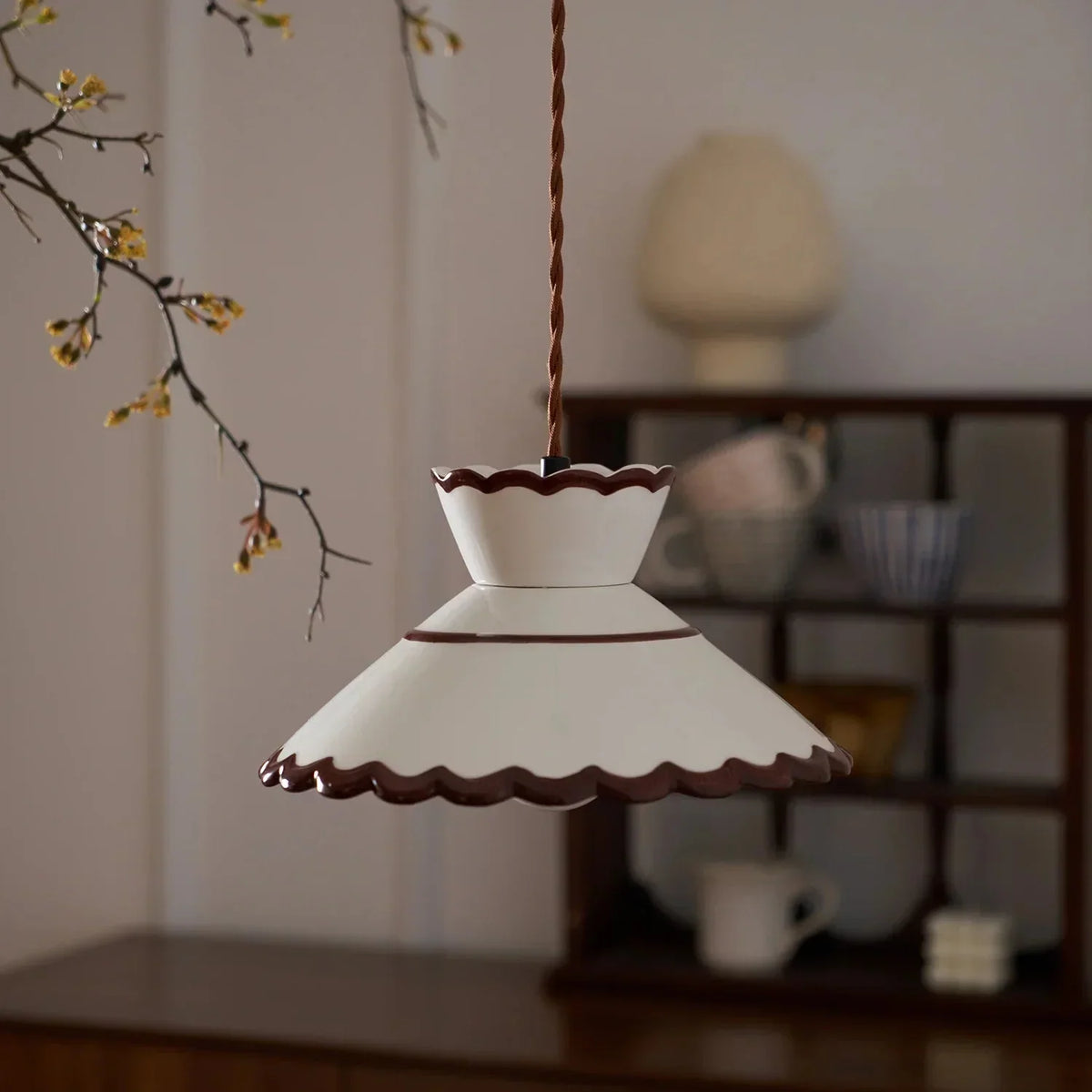 Vintage ceramic pendant light – country style hanging light by BROKLEN – view 5