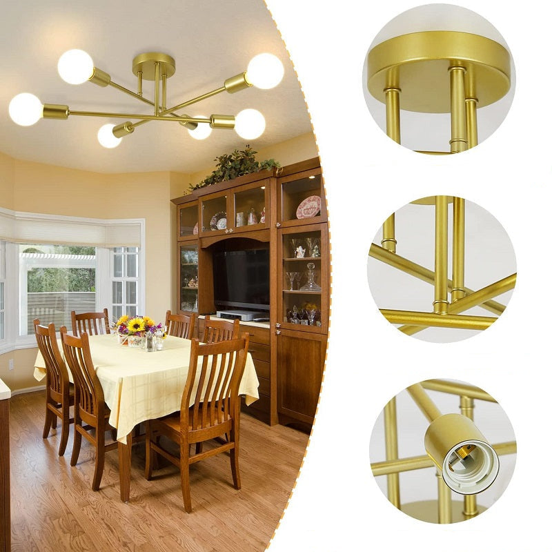 Sputnik semi flush mount chandelier in black and gold by BROKLEN – view 5