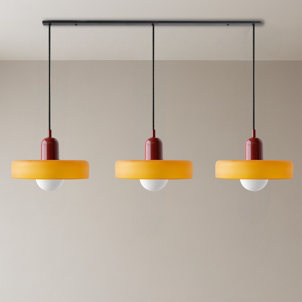 Bauhaus triple coloured glass pendant light cluster by BROKLEN – view 9