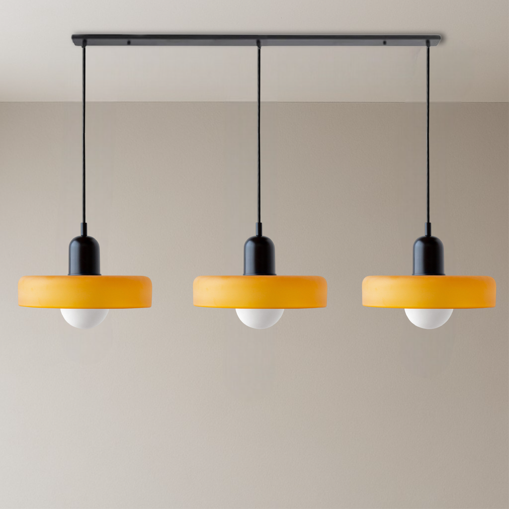 Bauhaus triple coloured glass pendant light cluster by BROKLEN – view 10