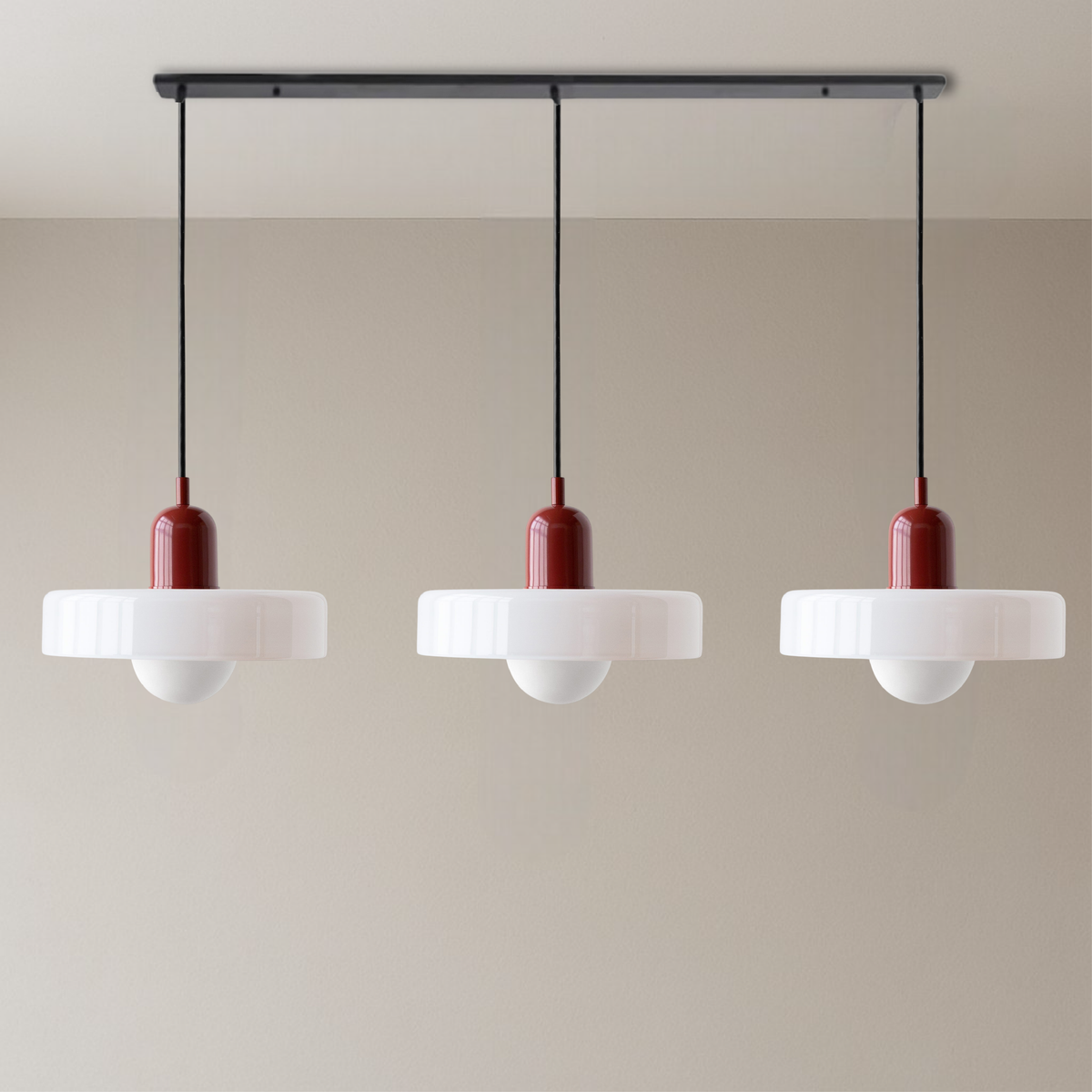 Bauhaus triple coloured glass pendant light cluster by BROKLEN – view 14