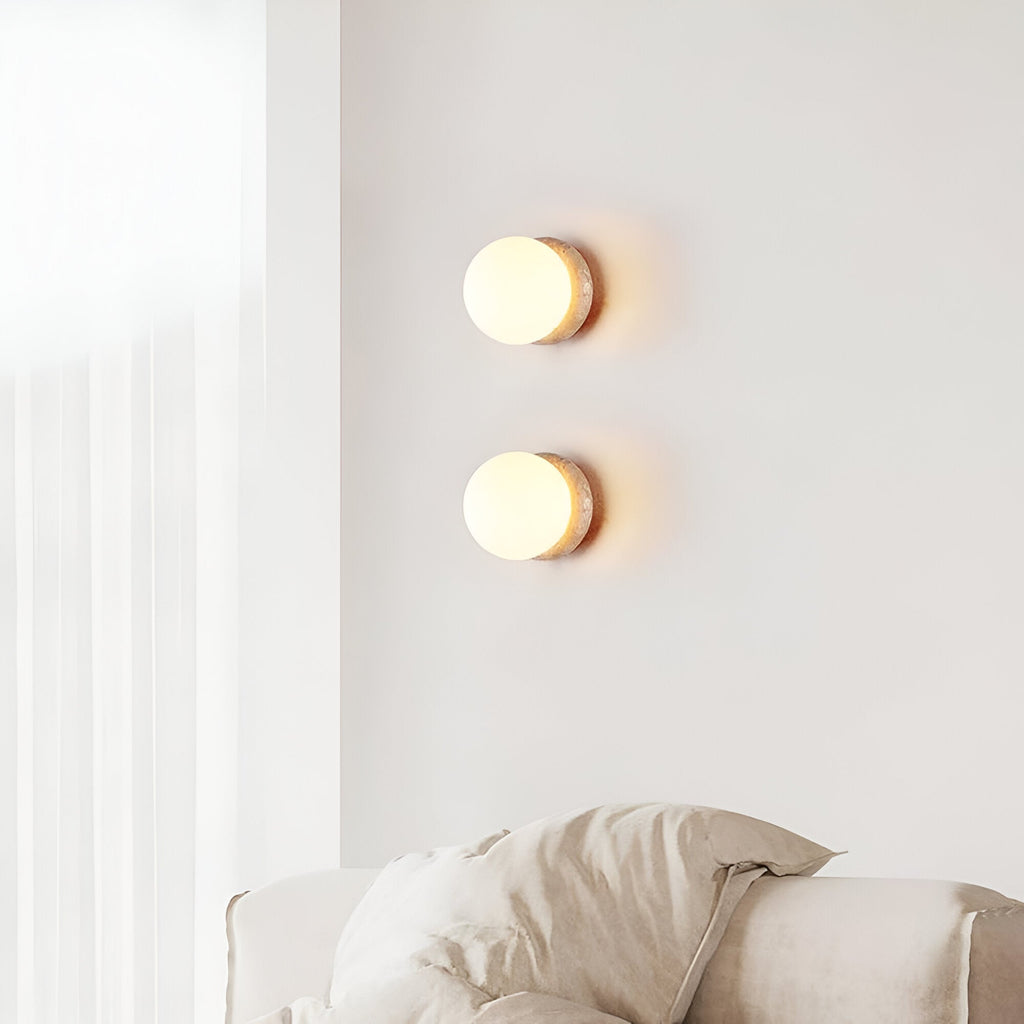 Japandi travertine stone-effect wall light by BROKLEN – view 4