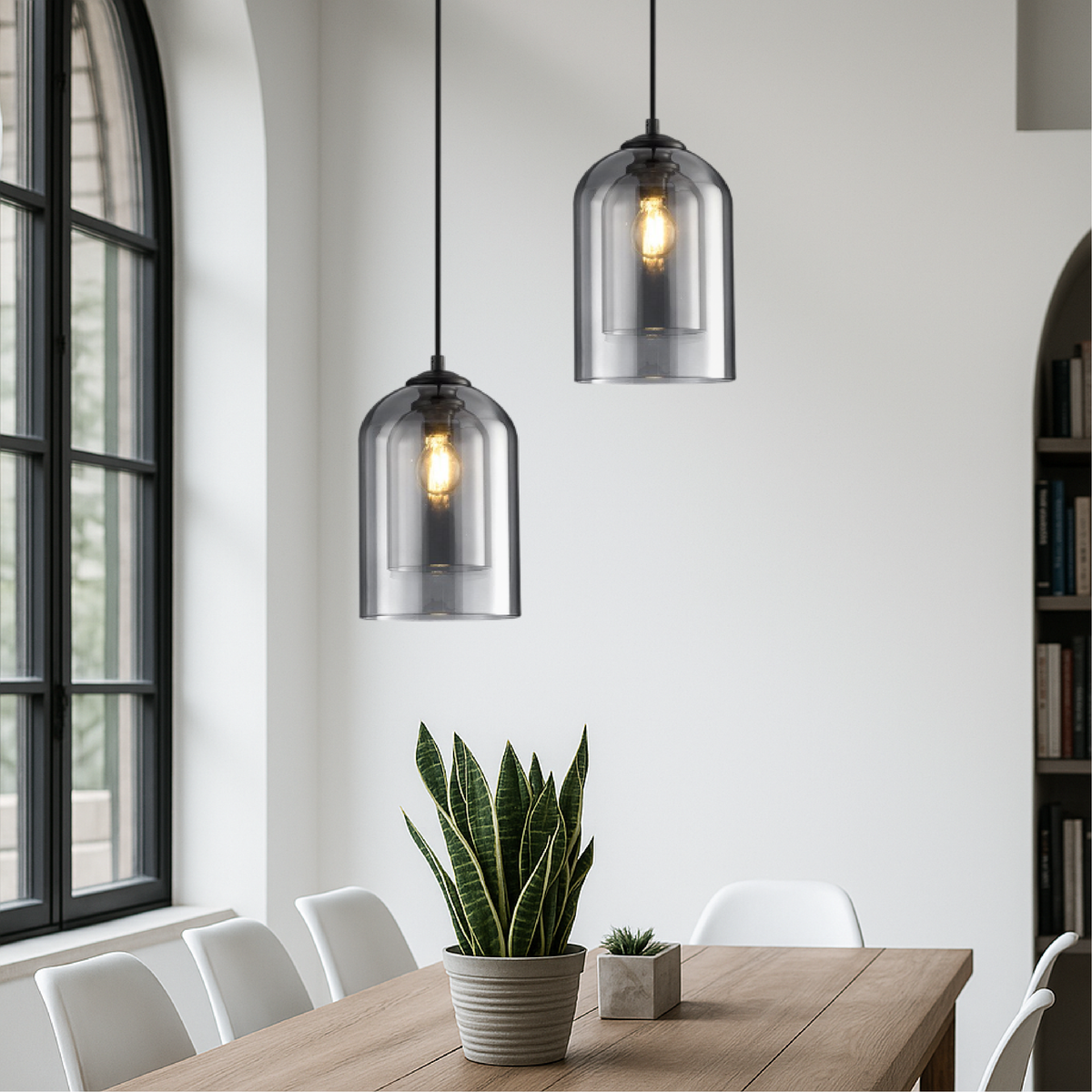 Smoked and amber glass dome pendant light by BROKLEN – view 4