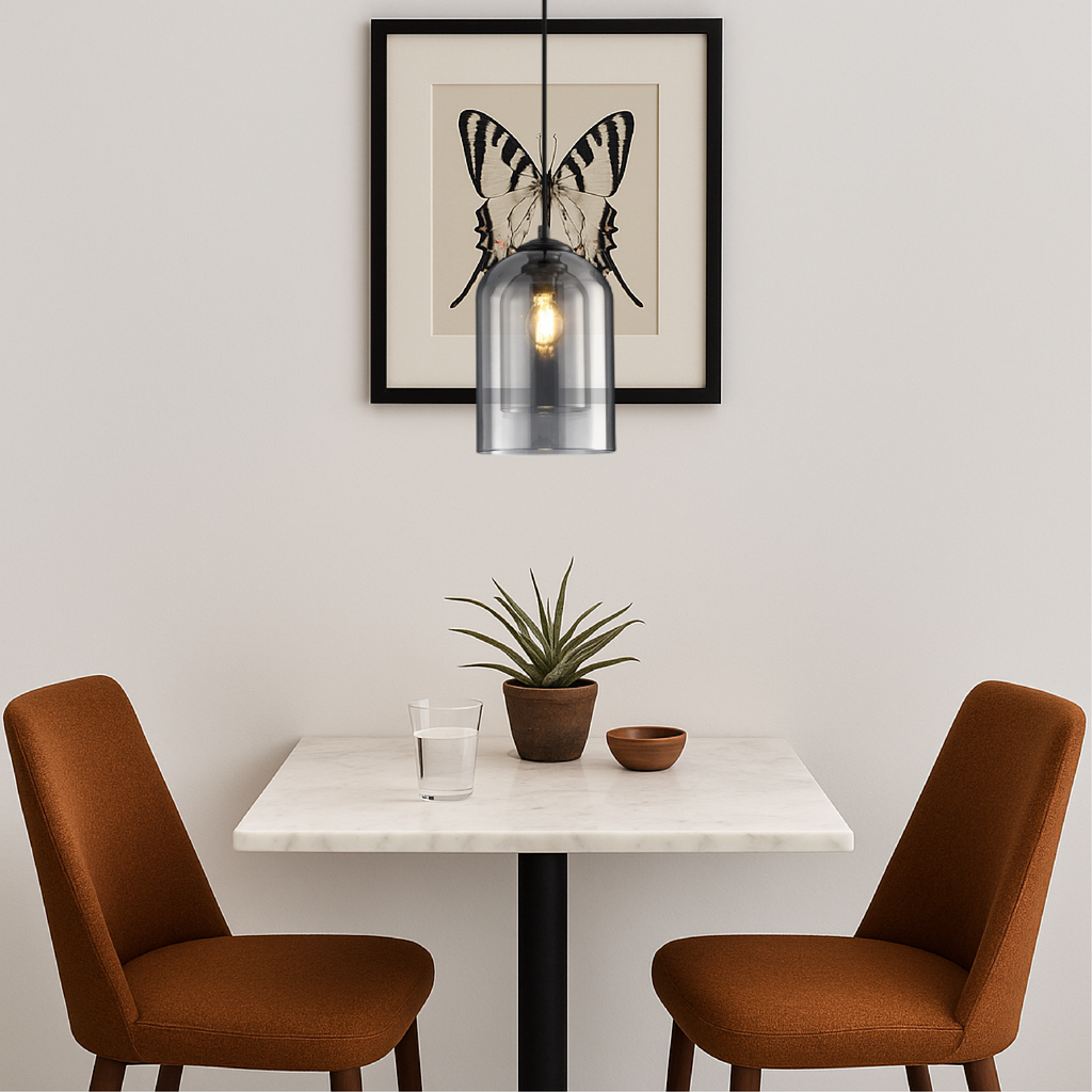 Smoked and amber glass dome pendant light by BROKLEN – view 6