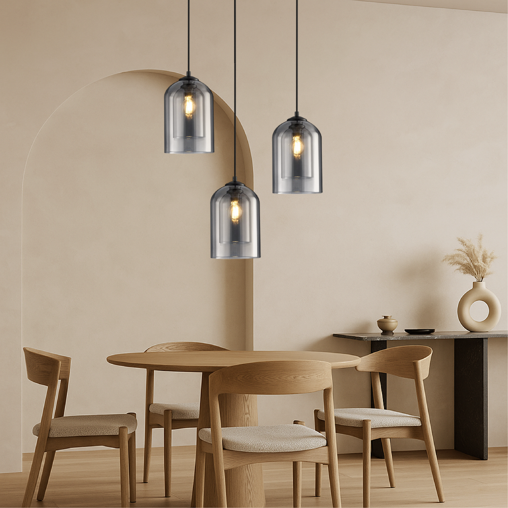 Smoked and amber glass dome pendant light by BROKLEN – view 5