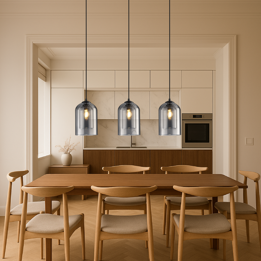 Smoked and amber glass dome pendant light by BROKLEN – view 3