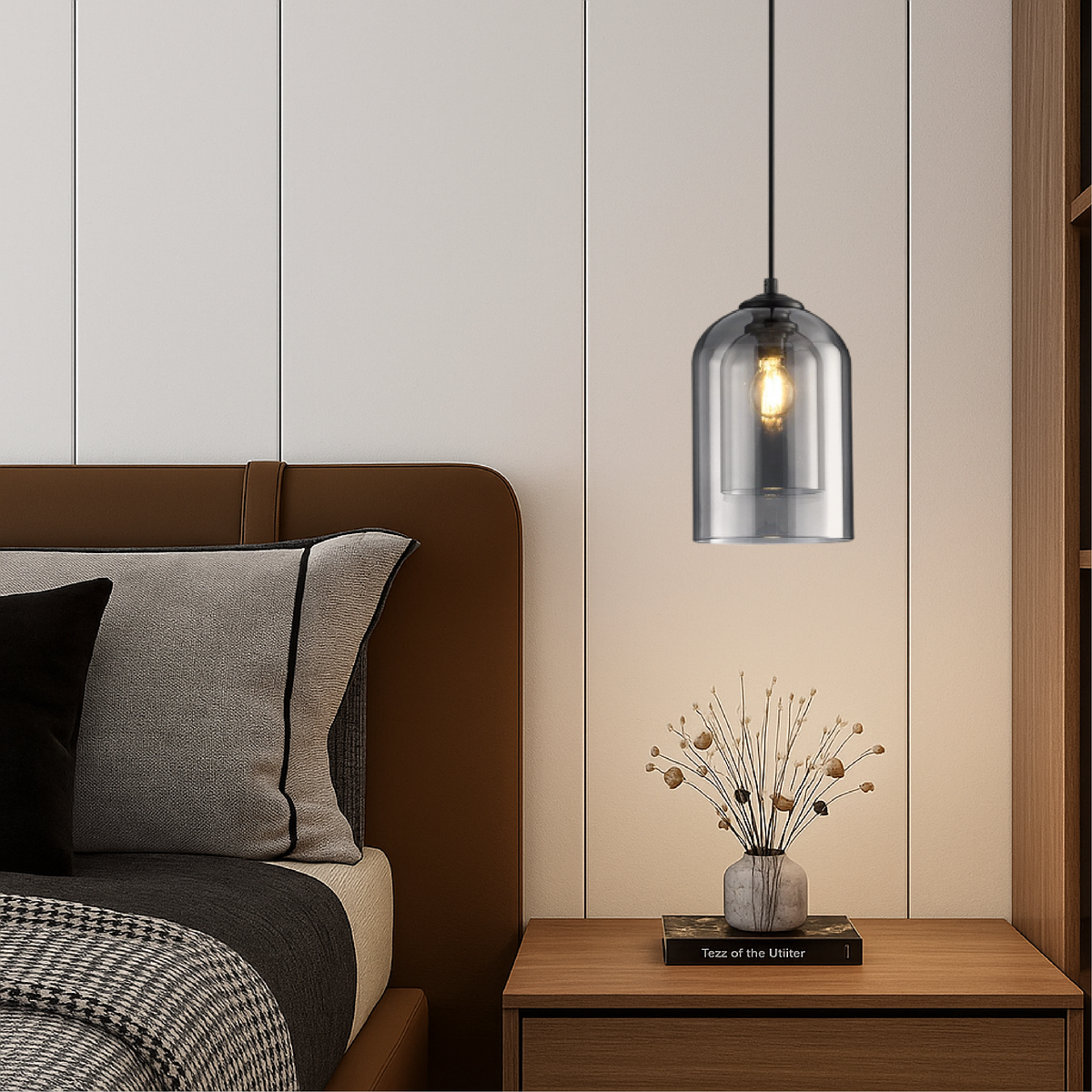 Smoked and amber glass dome pendant light by BROKLEN – view 2