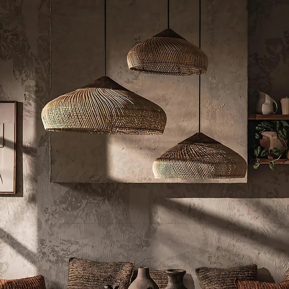 Retro bohemian black rattan pendant light by BROKLEN – view 13