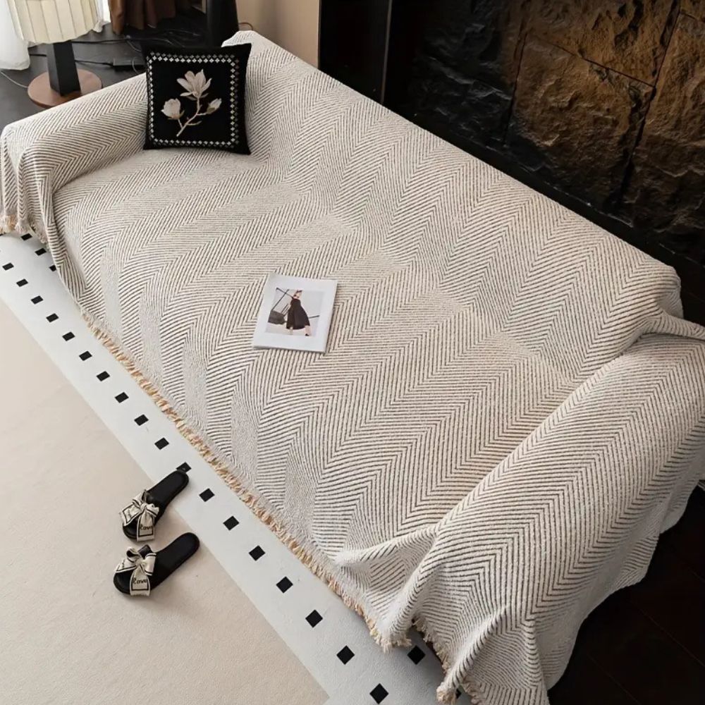 Herringbone pattern anti-slip sofa cover slipcover by BROKLEN – view 3