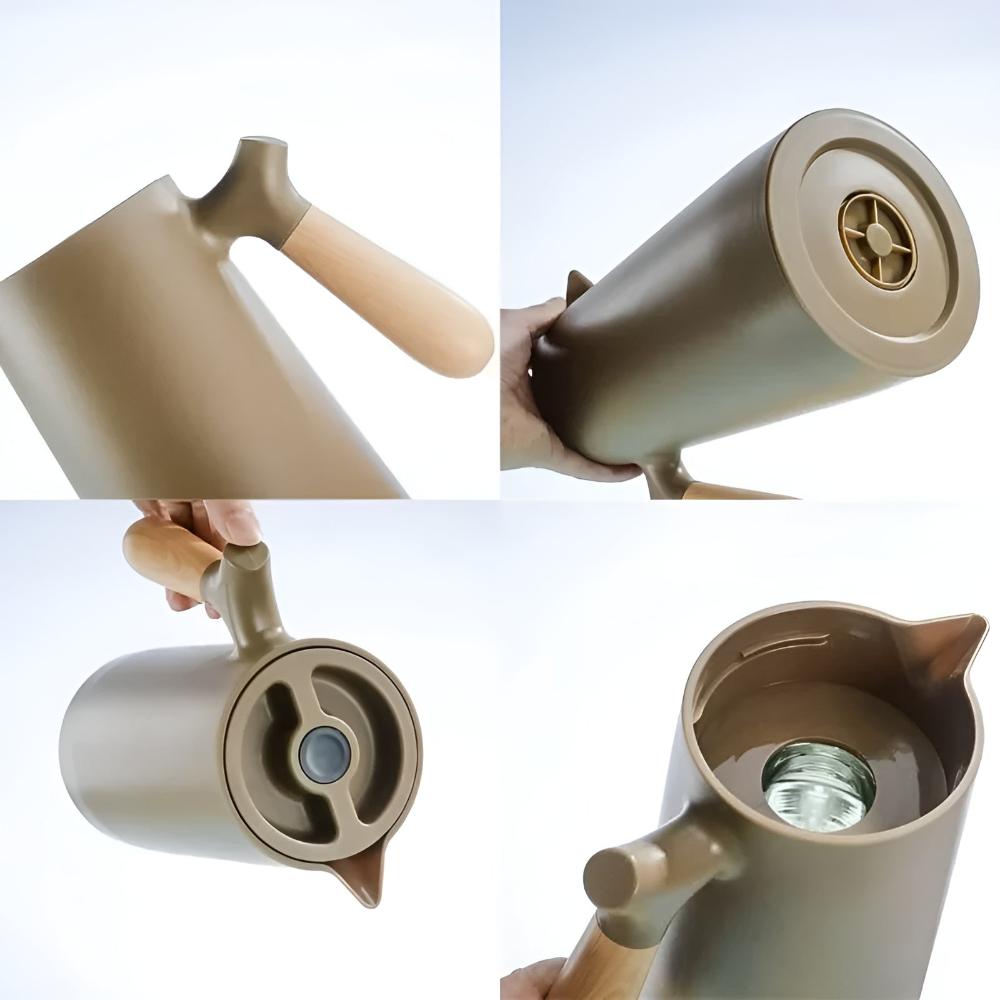 Insulated thermal coffee carafe with wooden handle by BROKLEN – view 8