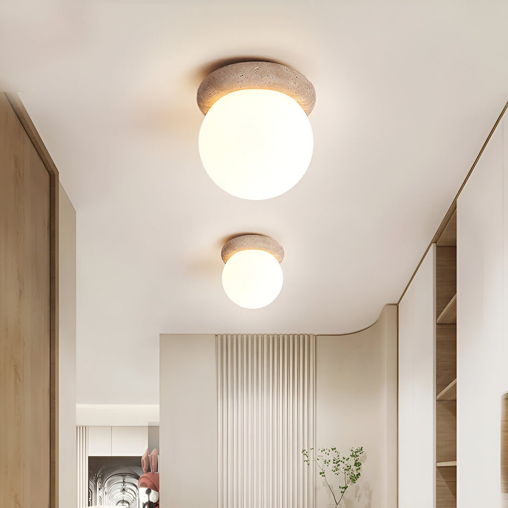 Japandi travertine stone-effect wall light by BROKLEN – view 3