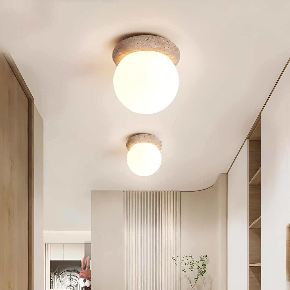 Japandi travertine stone-effect wall light by BROKLEN – view 3