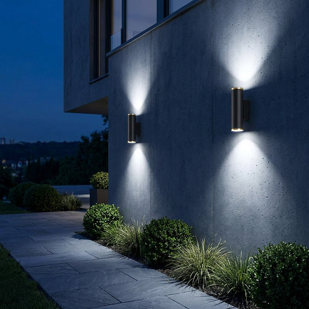 Black and gold up and down LED outdoor wall light by BROKLEN – view 2
