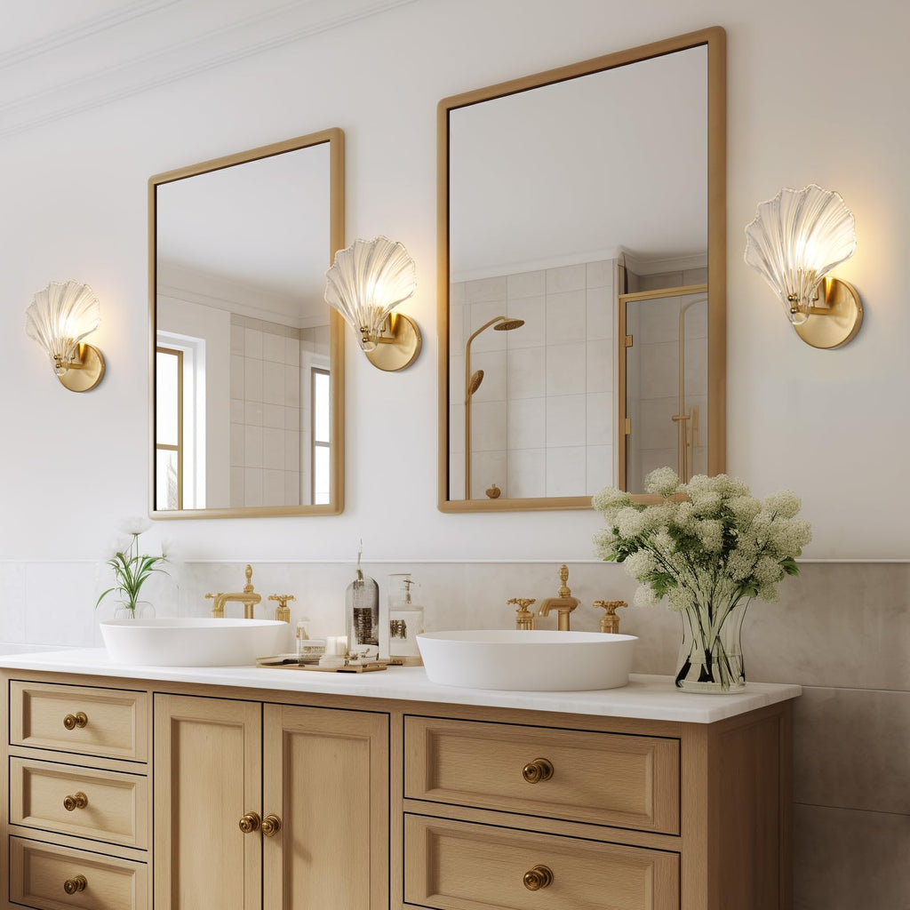 Brass and glass shell wall light – sculptural seashell wall sconce by BROKLEN – view 3