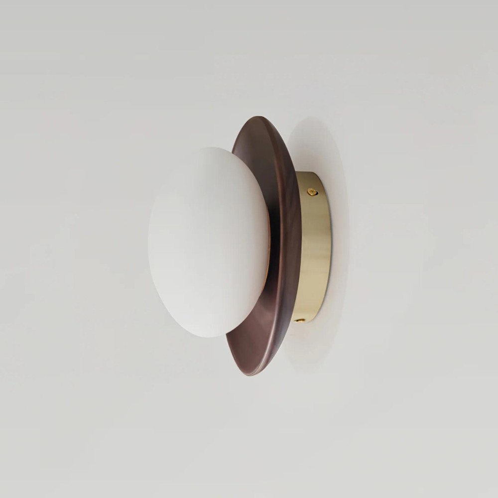 Nordic wood-tone round LED wall light by BROKLEN – view 12