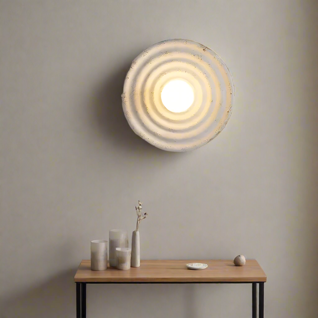 Wabi-sabi round resin wall light by BROKLEN – view 9