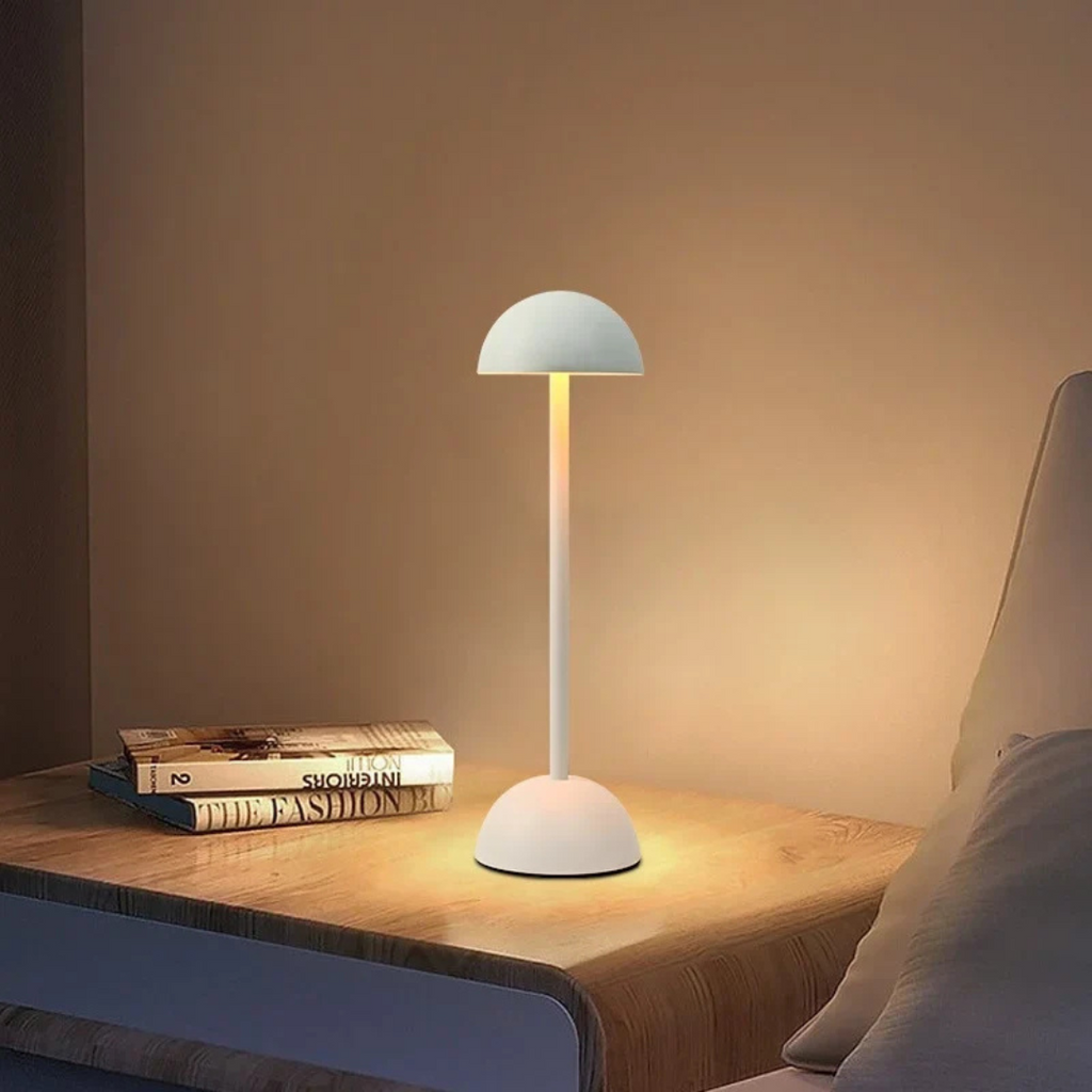 Rechargeable LED table lamp with dome shade and touch control by BROKLEN