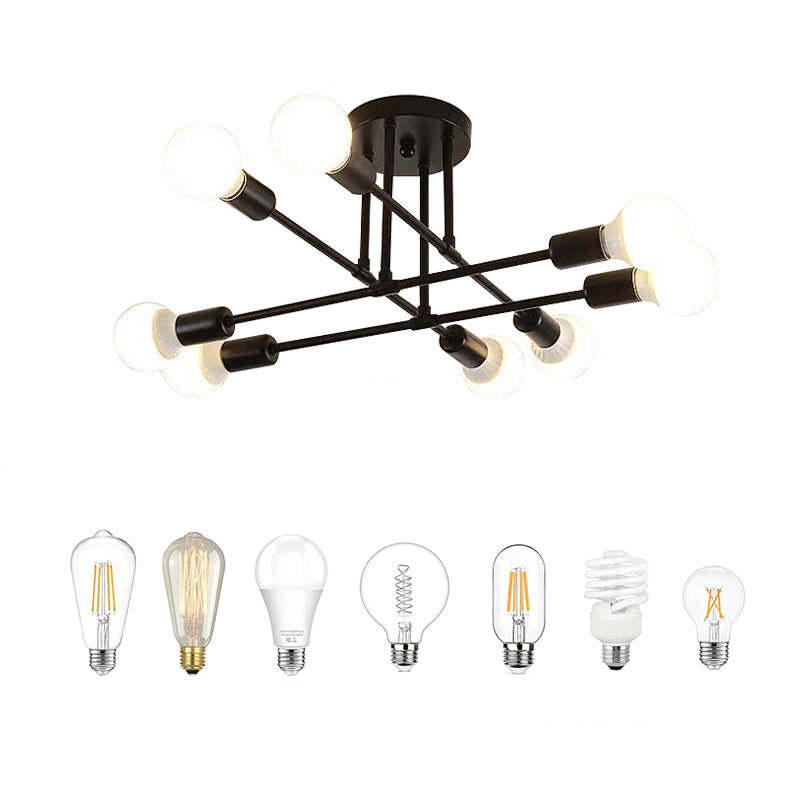Sputnik semi flush mount chandelier in black and gold by BROKLEN – view 8