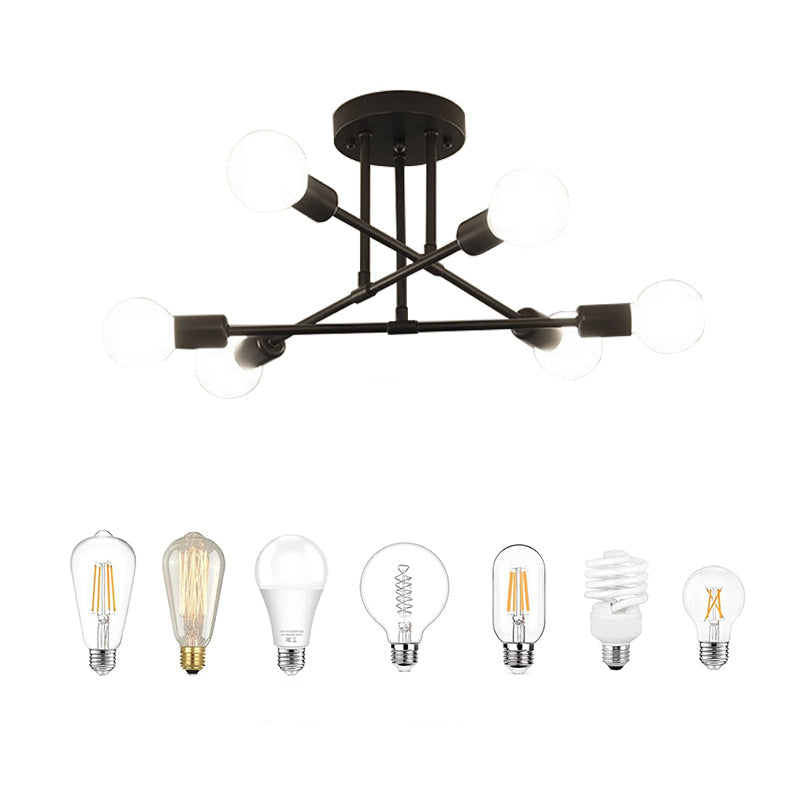 Sputnik semi flush mount chandelier in black and gold by BROKLEN – view 7