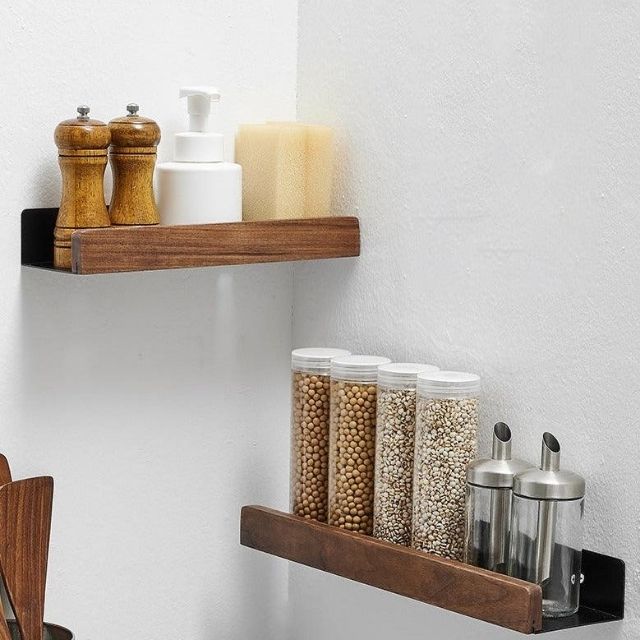 No drill self adhesive wooden bathroom wall shelf by BROKLEN – view 9