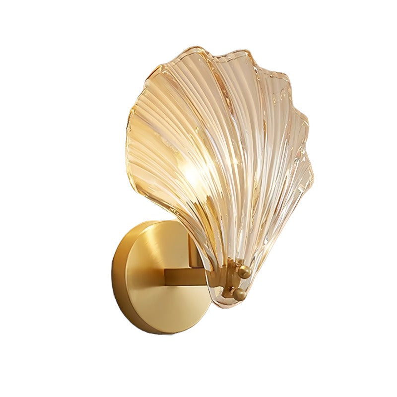 Brass and glass shell wall light – sculptural seashell wall sconce by BROKLEN
