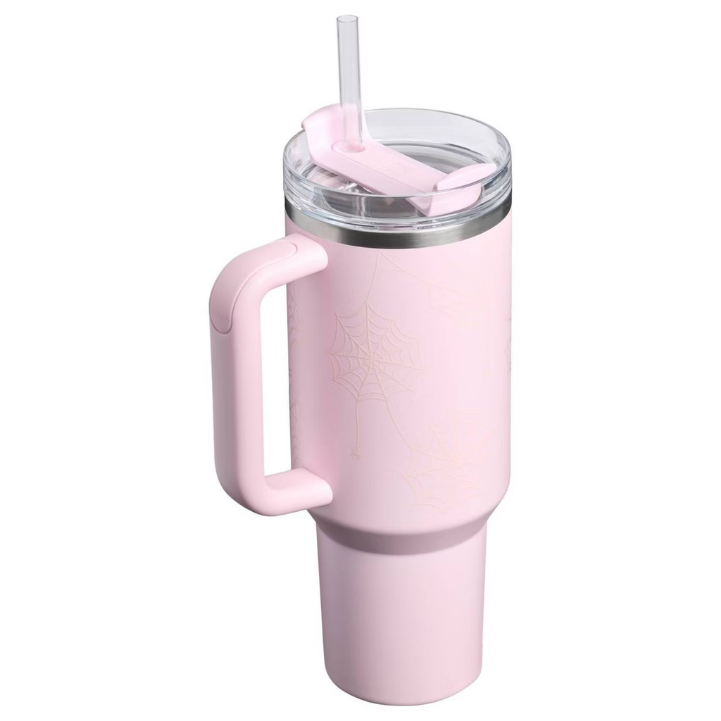 Pink Halloween Spiderweb Tumbler - pink tumbler, view 4