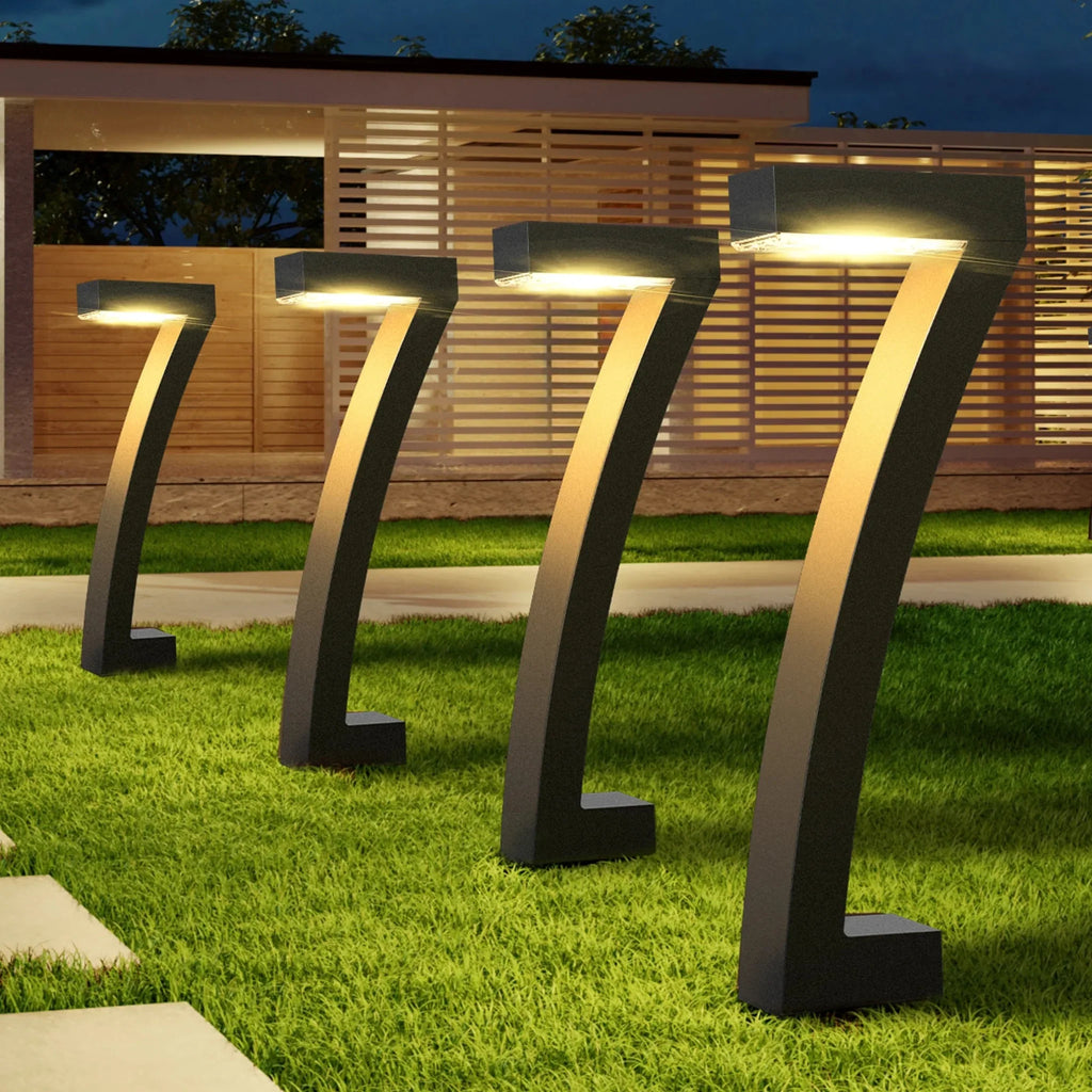Curved solar LED garden bollard path lights by BROKLEN – view 2
