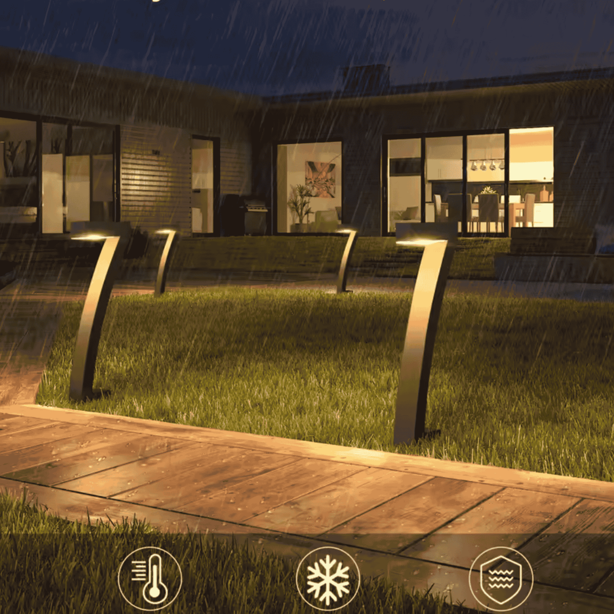 Curved solar LED garden bollard path lights by BROKLEN – view 4