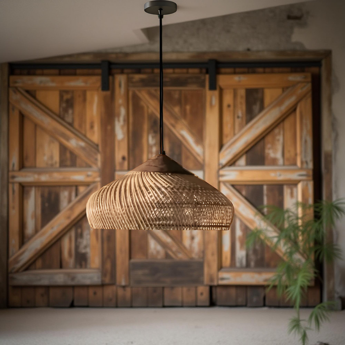Retro bohemian black rattan pendant light by BROKLEN – view 9