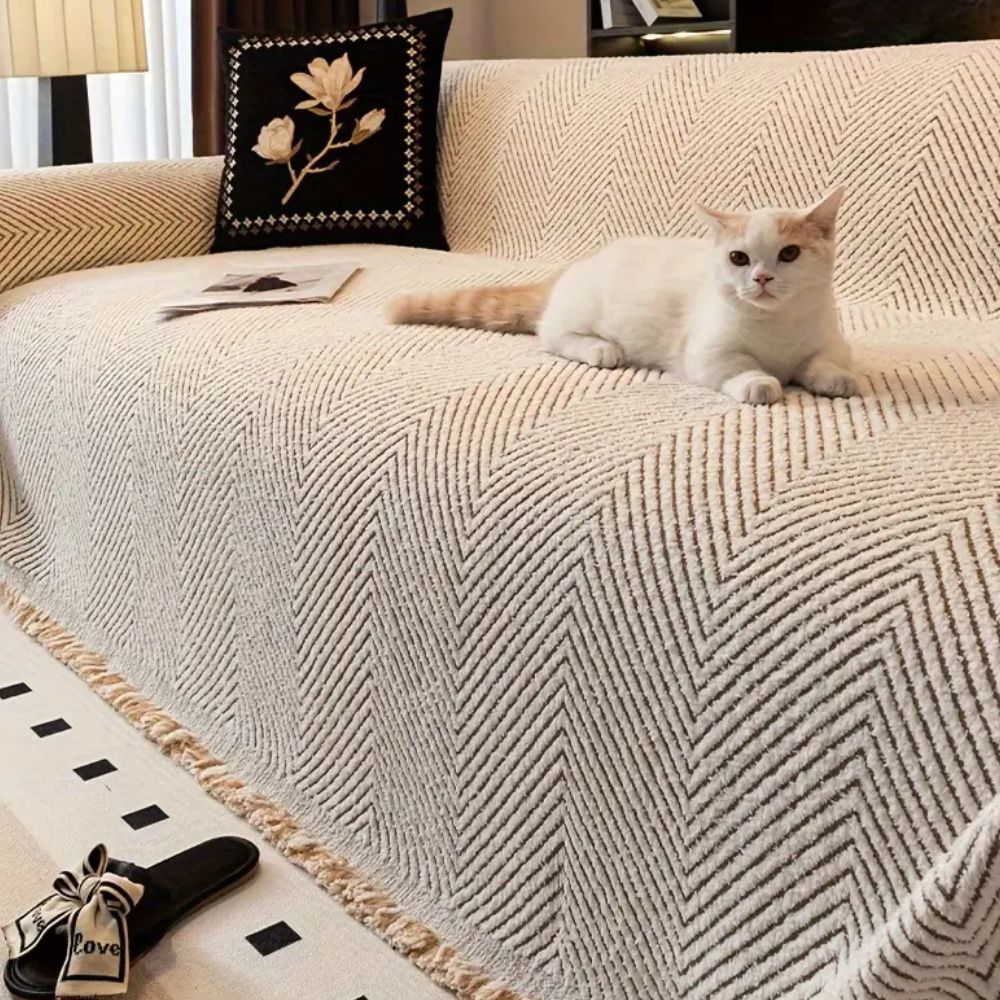 Herringbone pattern anti-slip sofa cover slipcover by BROKLEN