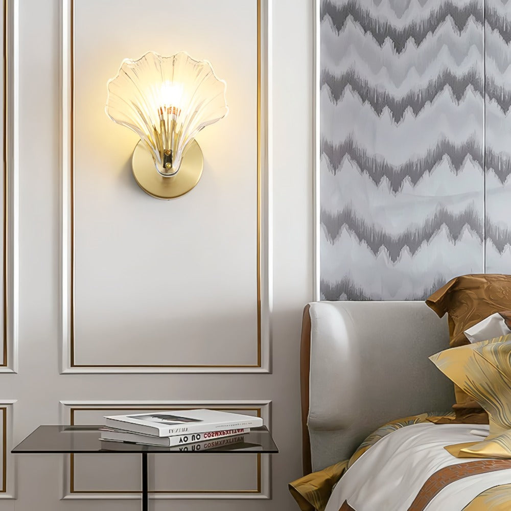 Brass and glass shell wall light – sculptural seashell wall sconce by BROKLEN – view 5