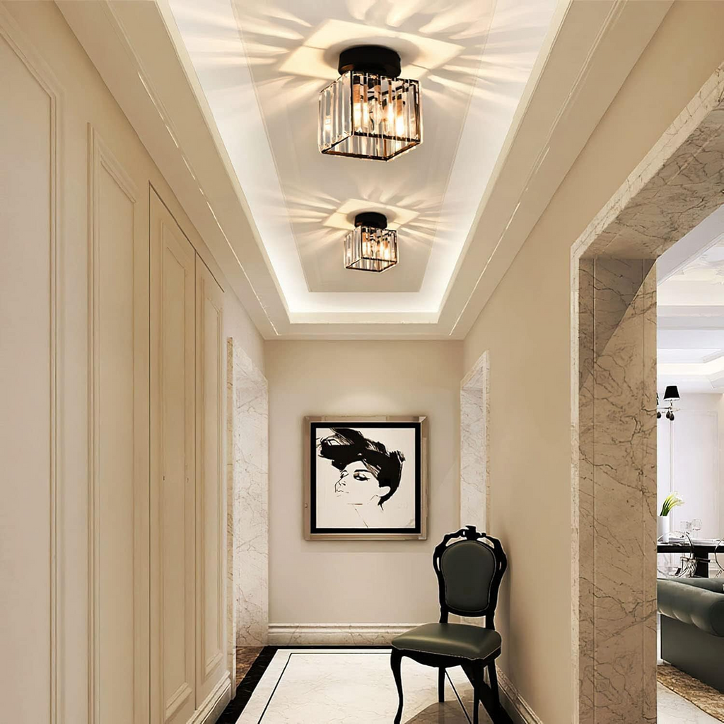 Crystal ceiling spotlight with E27 fitting – square and round light fixture by BROKLEN – view 4