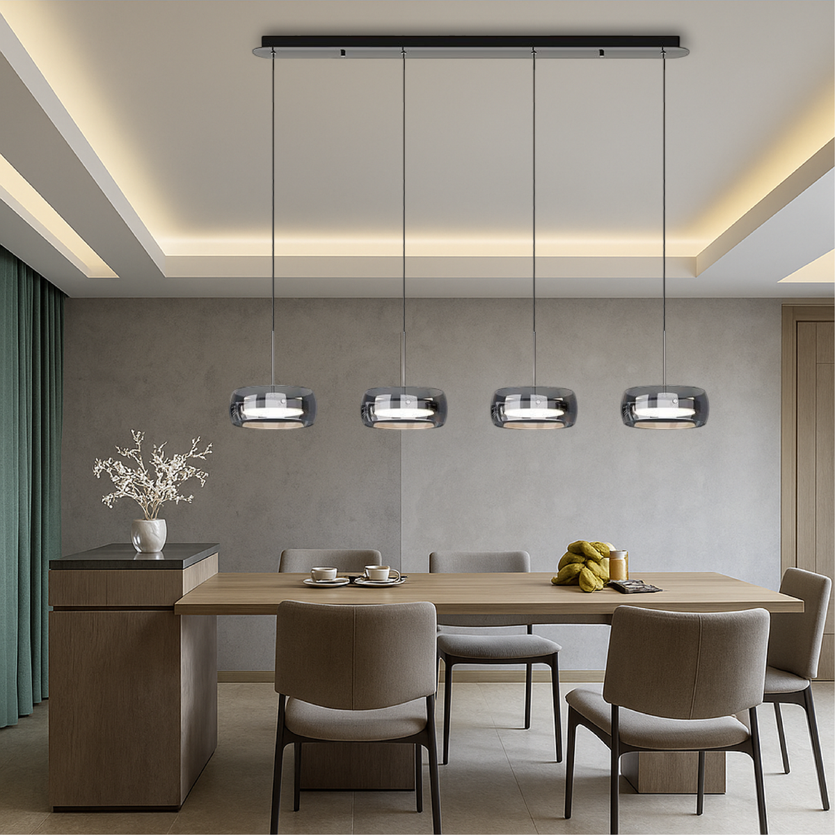 Modern iron and glass multi-light dining pendant by BROKLEN – view 3