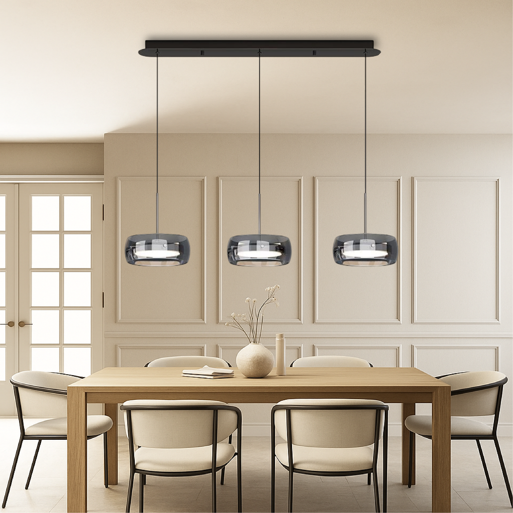 Modern iron and glass multi-light dining pendant by BROKLEN – view 2