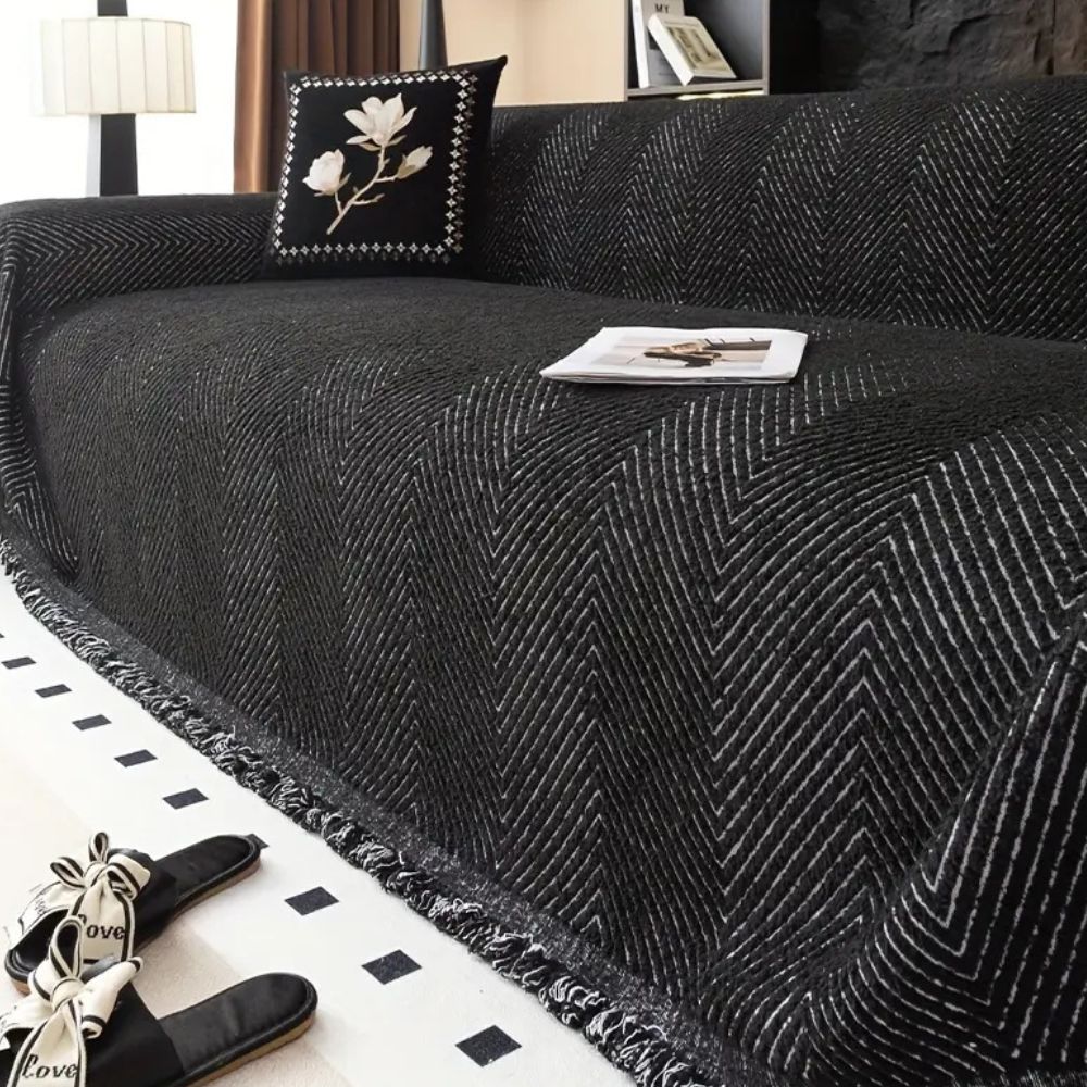 Herringbone pattern anti-slip sofa cover slipcover by BROKLEN – view 6