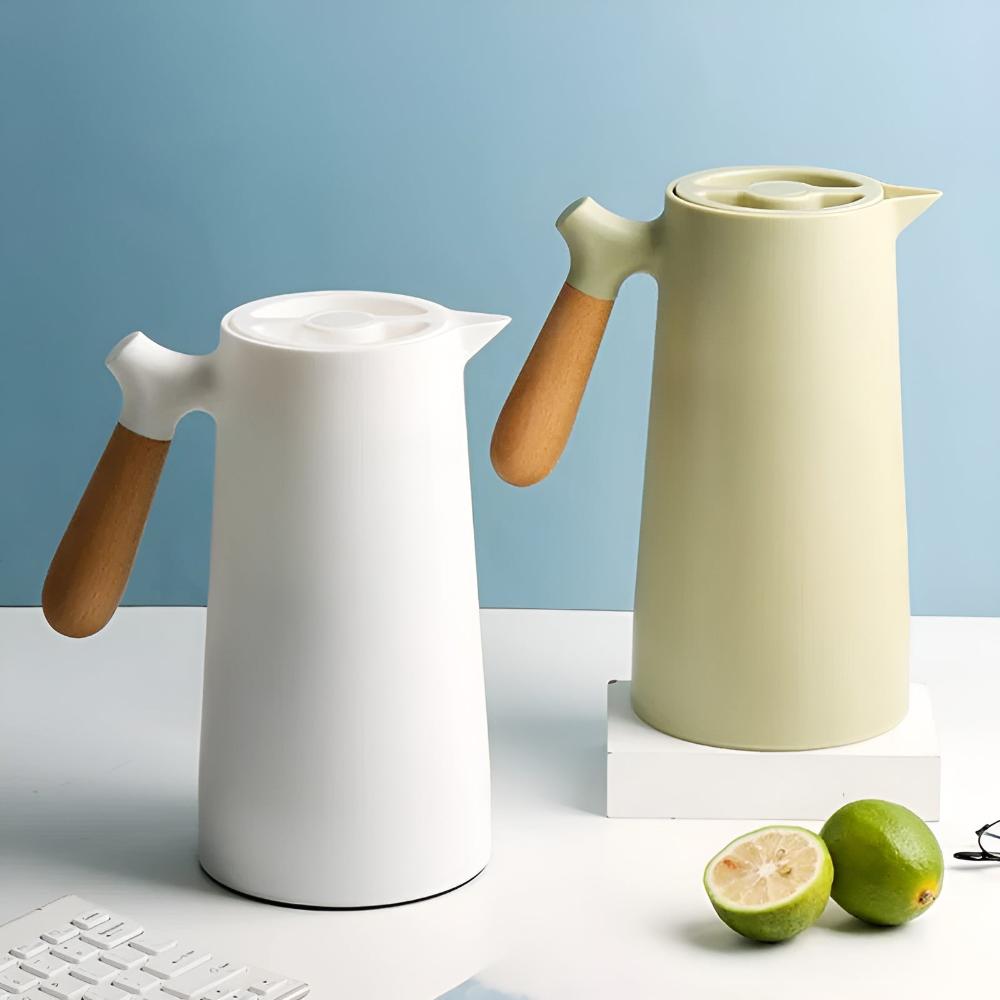 Insulated thermal coffee carafe with wooden handle by BROKLEN – view 7