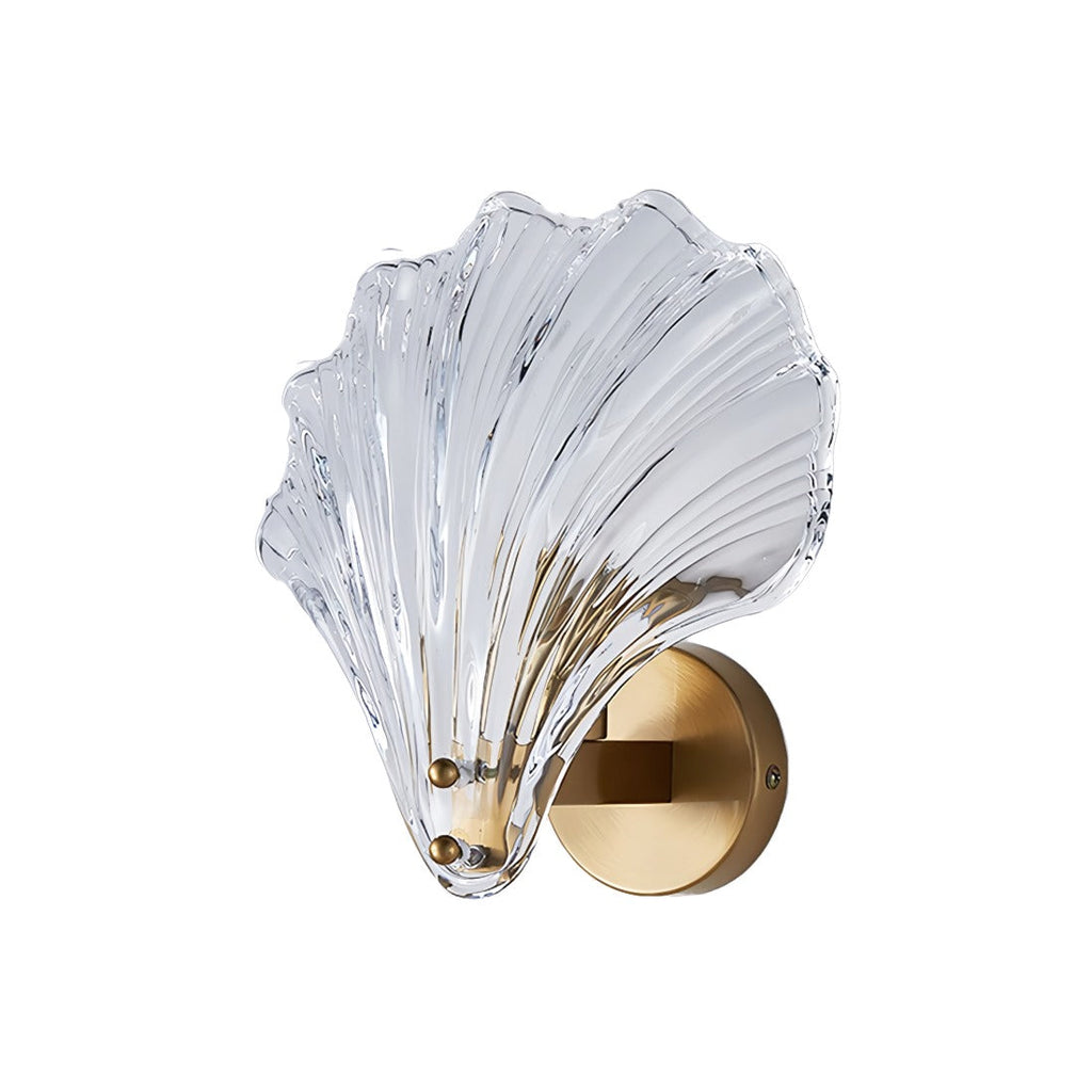 Brass and glass shell wall light – sculptural seashell wall sconce by BROKLEN – view 2