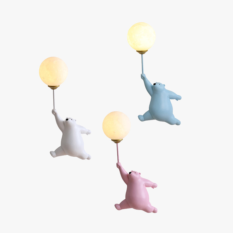 Cute bear holding balloon wall lamp for kids room by BROKLEN – view 9