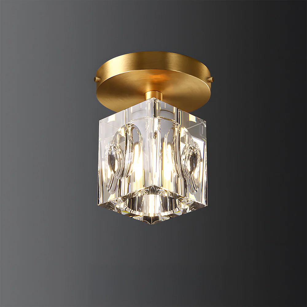 Mini flush mount crystal chandelier with black and gold frame by BROKLEN – view 7