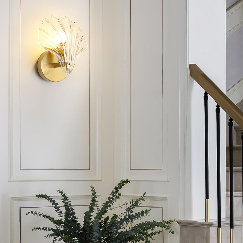 Brass and glass shell wall light – sculptural seashell wall sconce by BROKLEN – view 6
