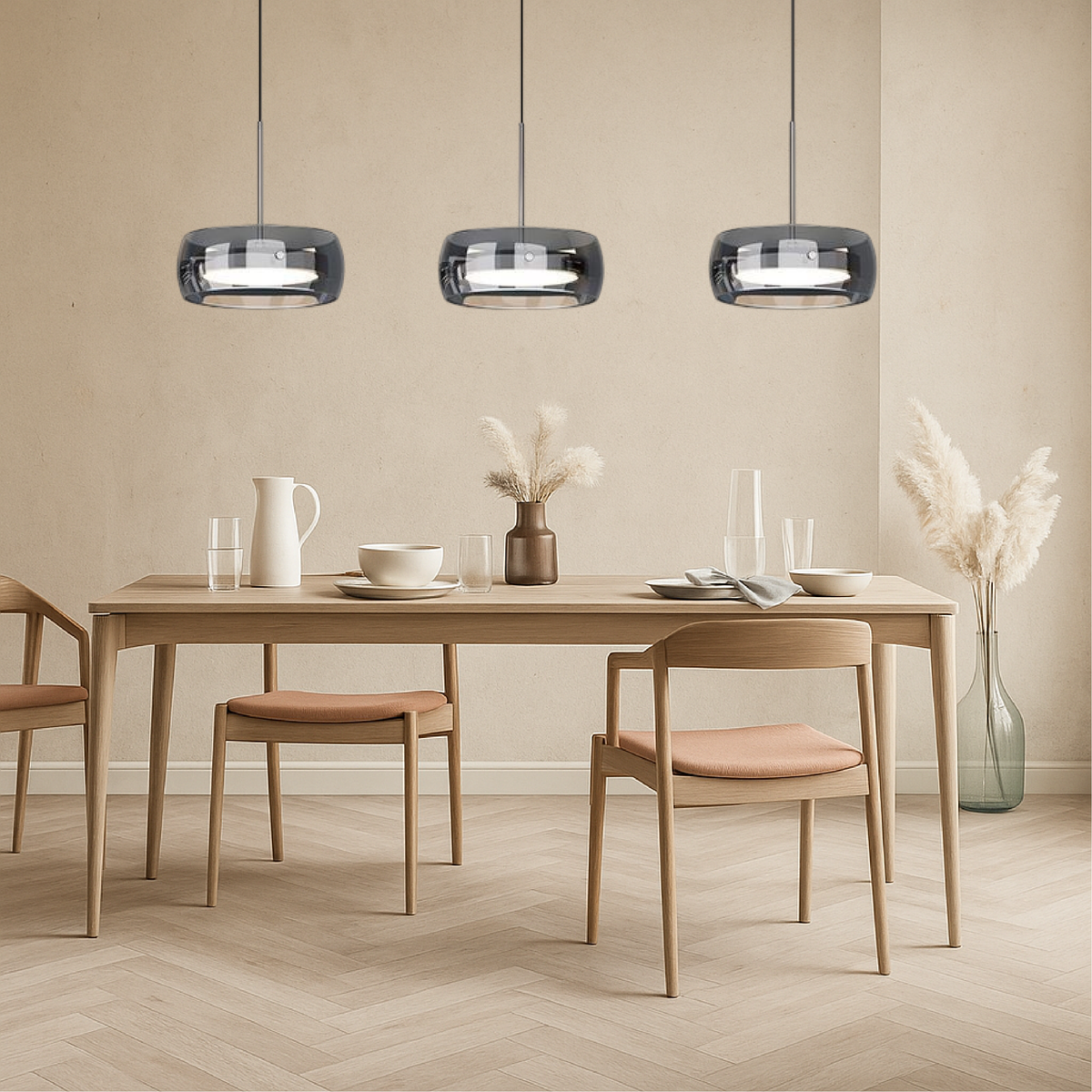 Modern iron and glass multi-light dining pendant by BROKLEN – view 4