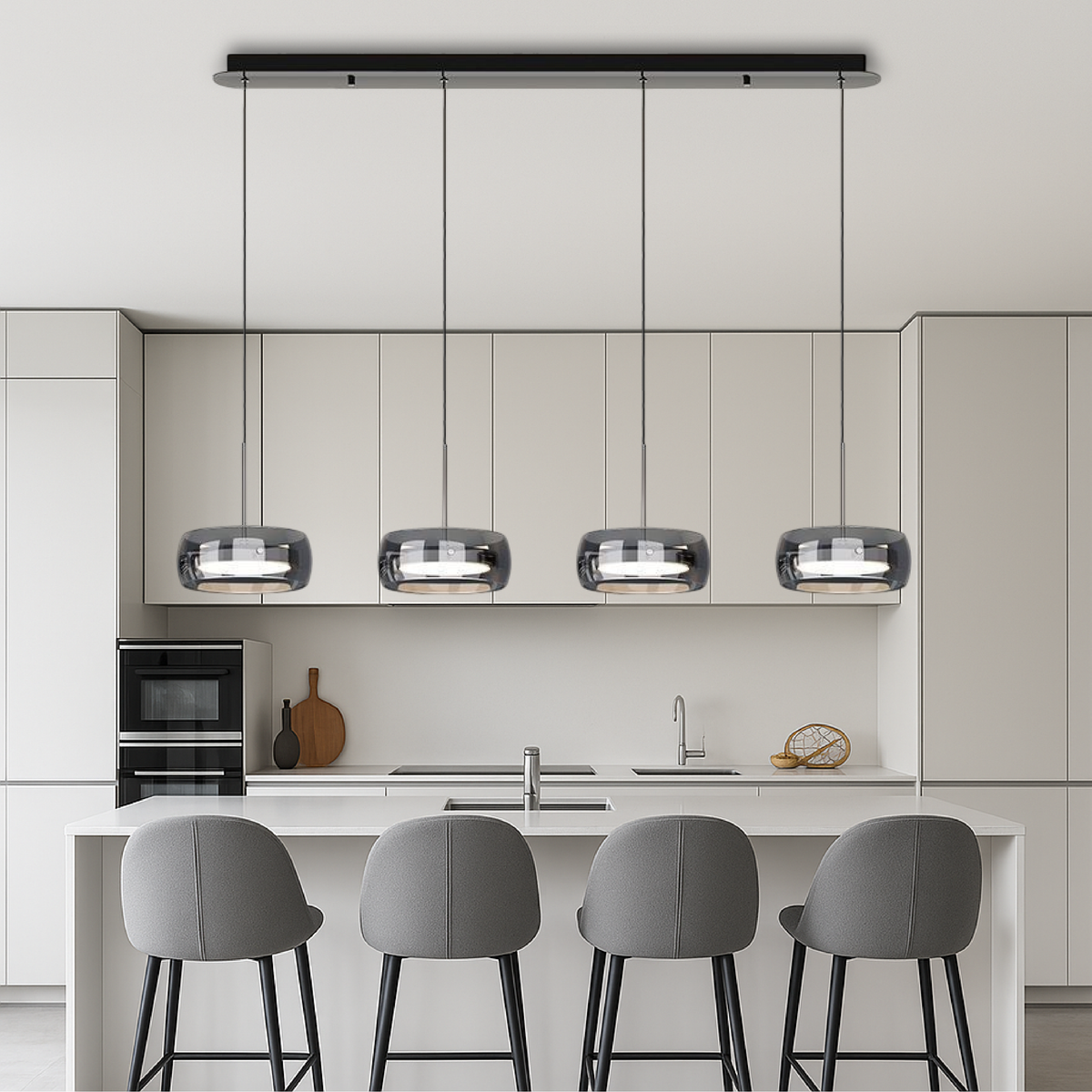 Modern iron and glass multi-light dining pendant by BROKLEN – view 5