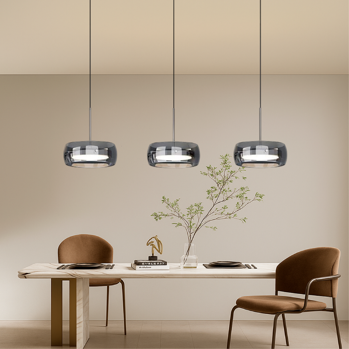 Modern iron and glass multi-light dining pendant by BROKLEN – view 6